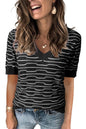Arach&Cloz Women's Tops 2025 Spring Summer Short Sleeve Sweater Fashion Trendy Dressy Casual Outfit Versatile Knit Blouse