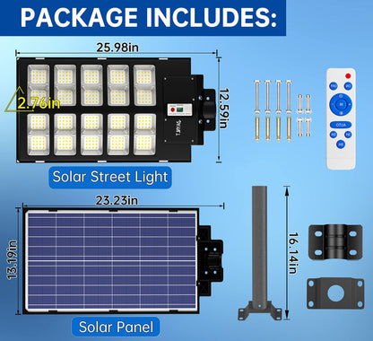 JAYNLT Y-7200W Solar Street Lights Outdoor,680000LM 6500K High Lumen Solar Parking Lot Lights Commercial, Dusk to Dawn Solar Security Flood Lights with Motion Sensor for Parking Lot,Garage,Stadium