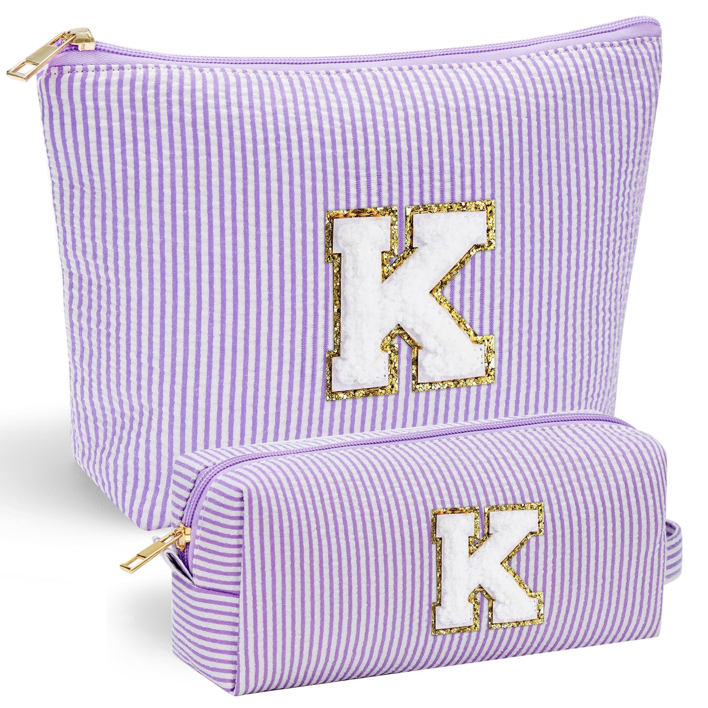 YOOLIFE Initial Makeup Bag | Teen Girl Gifts Trendy Stuff | Travel Makeup Bag for Girls | Gifts for 3 4 5 6 7 8 9 10 11 12 13 Year Old Girls | Makeup Bag for Girls Birthday Gifts for Kids Blue K