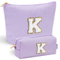 YOOLIFE Initial Makeup Bag | Teen Girl Gifts Trendy Stuff | Travel Makeup Bag for Girls | Gifts for 3 4 5 6 7 8 9 10 11 12 13 Year Old Girls | Makeup Bag for Girls Birthday Gifts for Kids Blue K