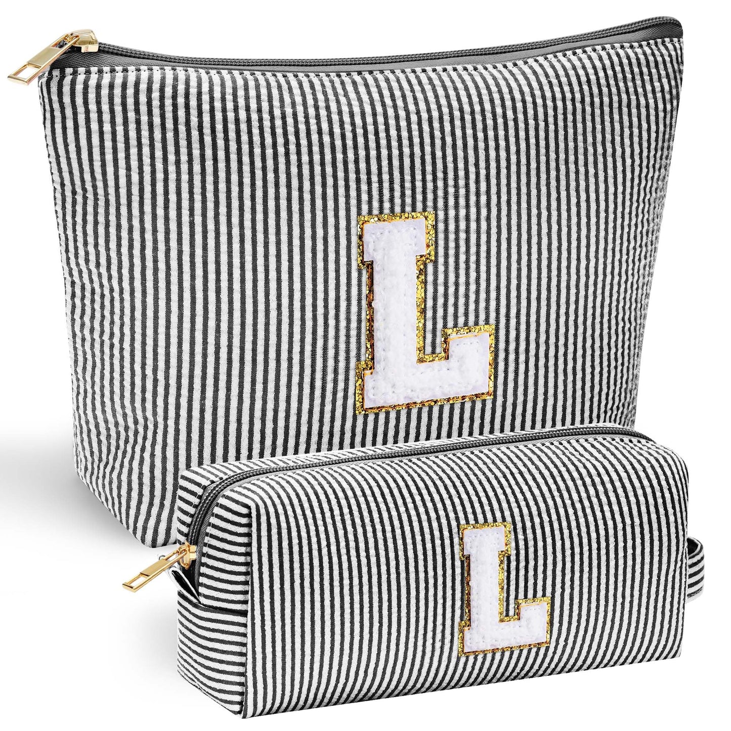 YOOLIFE Initial Makeup Bag | Teen Girl Gifts Trendy Stuff | Travel Makeup Bag for Girls | Gifts for 3 4 5 6 7 8 9 10 11 12 13 Year Old Girls | Makeup Bag for Girls Birthday Gifts for Kids Blue K