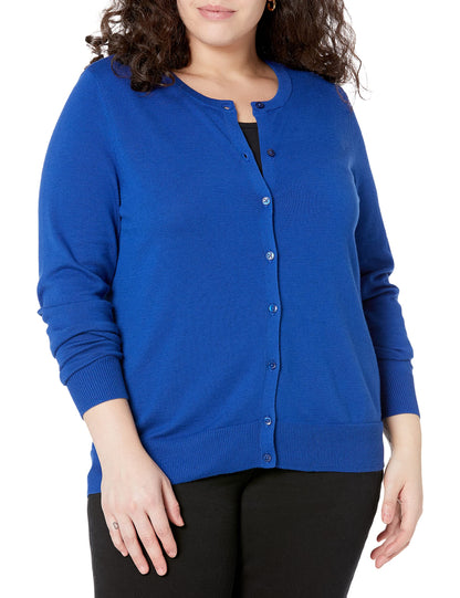 Women's Lightweight Crewneck Cardigan Sweater (Available in Plus Size)