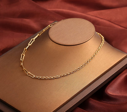 Aobei Pearl 18K Gold Paperclip Chain Choker Satellite Chain Biwa Pearl Pendant Necklace Dainty Jewelry for Women