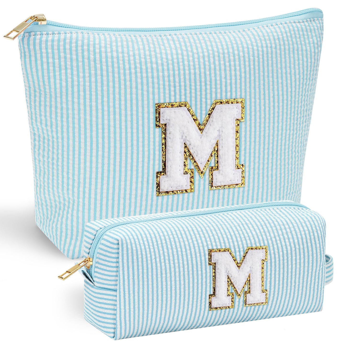 YOOLIFE Initial Makeup Bag | Teen Girl Gifts Trendy Stuff | Travel Makeup Bag for Girls | Gifts for 3 4 5 6 7 8 9 10 11 12 13 Year Old Girls | Makeup Bag for Girls Birthday Gifts for Kids Blue K