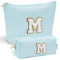 YOOLIFE Initial Makeup Bag | Teen Girl Gifts Trendy Stuff | Travel Makeup Bag for Girls | Gifts for 3 4 5 6 7 8 9 10 11 12 13 Year Old Girls | Makeup Bag for Girls Birthday Gifts for Kids Blue K