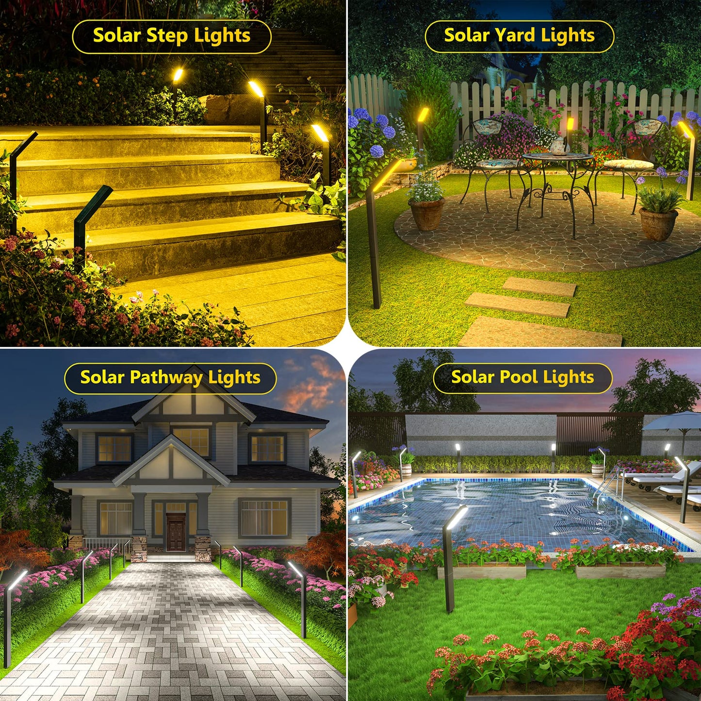 ROSHWEY Solar Pathway Lights Outdoor, 6 Pack Solar Lights Outdoor Waterproof, Bright Solar Garden Light for Outside, Landscape Lighting for Yard Patio Backyard Driveway Walkway Path Lawn