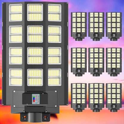 3-Pack Solar Street Light - 3200W Outdoor Parking Lot Lights, 240000 Lumens, Dusk to Dawn Motion Sensor, IP67 Waterproof, Solar Street Light Outdoor,Commercial Grade