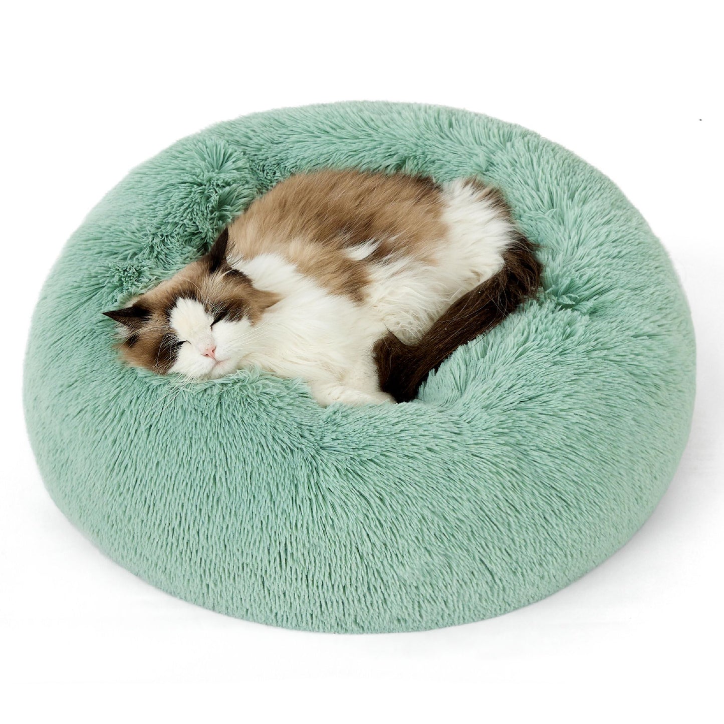 Bedsure Calming Cat Beds for Indoor Cats - Small Cat Bed Washable 20 inches, Anti-Slip Round Fluffy Plush Faux Fur Pet Bed, Fits up to 15 lbs Pets, Camel