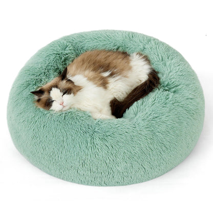 Bedsure Calming Cat Beds for Indoor Cats - Small Cat Bed Washable 20 inches, Anti-Slip Round Fluffy Plush Faux Fur Pet Bed, Fits up to 15 lbs Pets, Camel