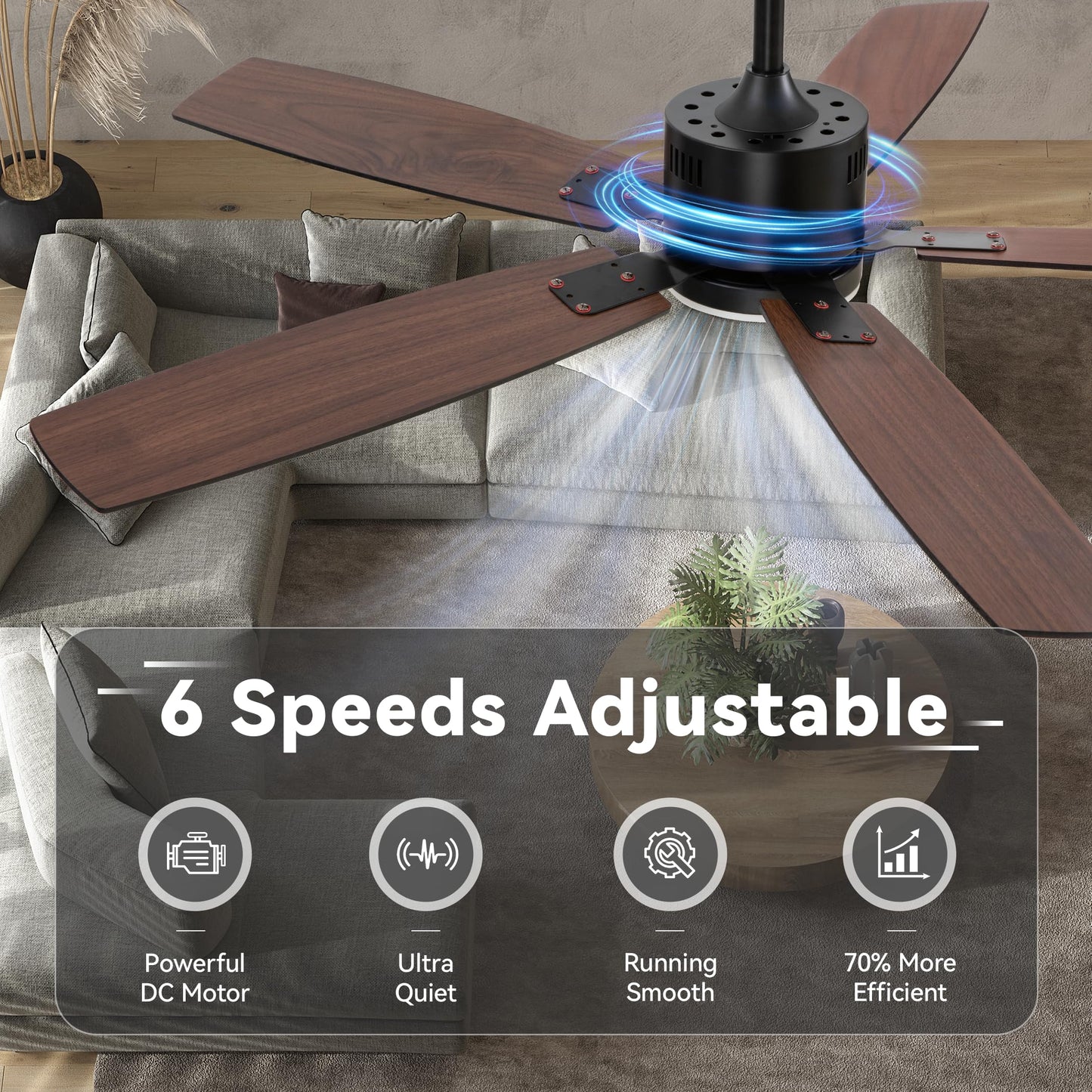 SUNMORY Ceiling Fans with Lights and Remote, 30 inch Low Profile Ceiling Fan with Light, Modern Flush Mount Ceiling Fan for Bedroom/Kitchen/Dining Room/Patio, 6 Wind Speeds, Dimmable, White