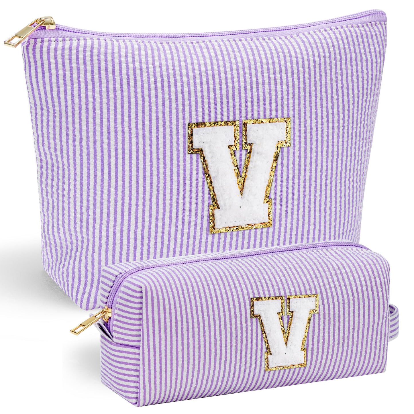 YOOLIFE Initial Makeup Bag | Teen Girl Gifts Trendy Stuff | Travel Makeup Bag for Girls | Gifts for 3 4 5 6 7 8 9 10 11 12 13 Year Old Girls | Makeup Bag for Girls Birthday Gifts for Kids Blue K