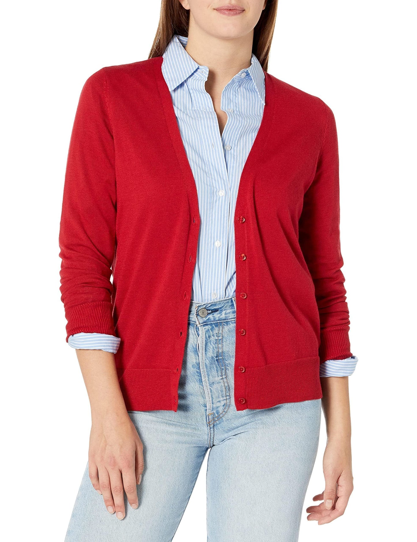Amazon Essentials Women's Lightweight V-Neck Cardigan Sweater (Available in Plus Size)