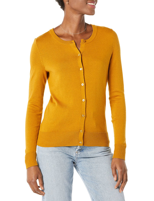 Women's Lightweight Crewneck Cardigan Sweater (Available in Plus Size)