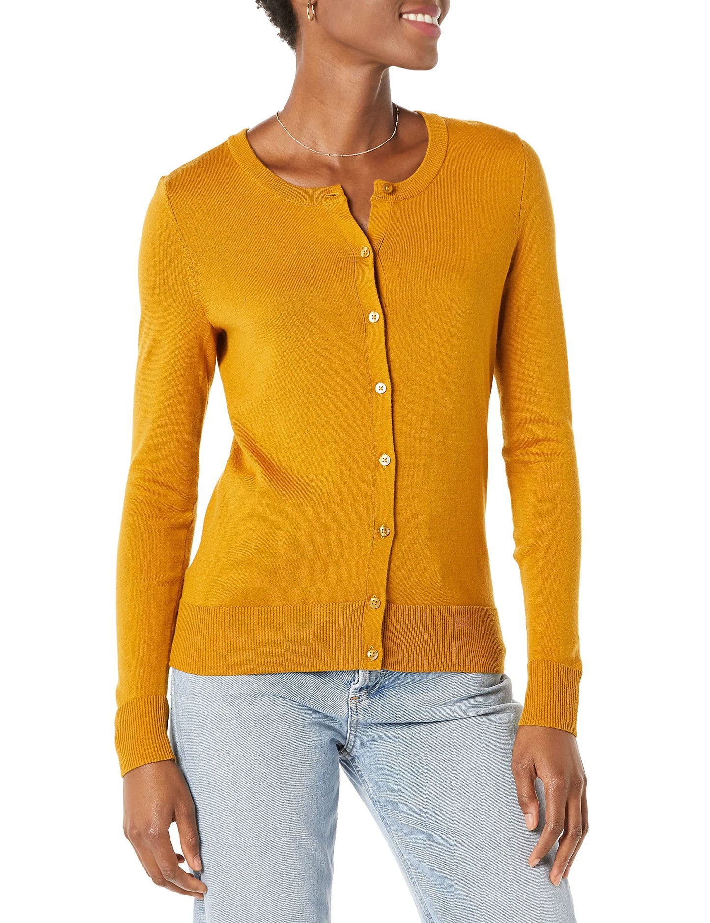 Women's Lightweight Crewneck Cardigan Sweater (Available in Plus Size)