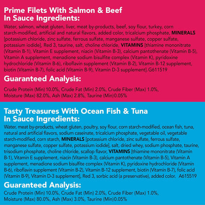 Purina Friskies Wet Cat Food Variety Pack Fish-A-Licious Extra Gravy, Prime Filets and Tasty Treasures - (Pack of 32) 5.5 oz. Cans