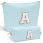 YOOLIFE Initial Makeup Bag | Teen Girl Gifts Trendy Stuff | Travel Makeup Bag for Girls | Gifts for 3 4 5 6 7 8 9 10 11 12 13 Year Old Girls | Makeup Bag for Girls Birthday Gifts for Kids Blue K