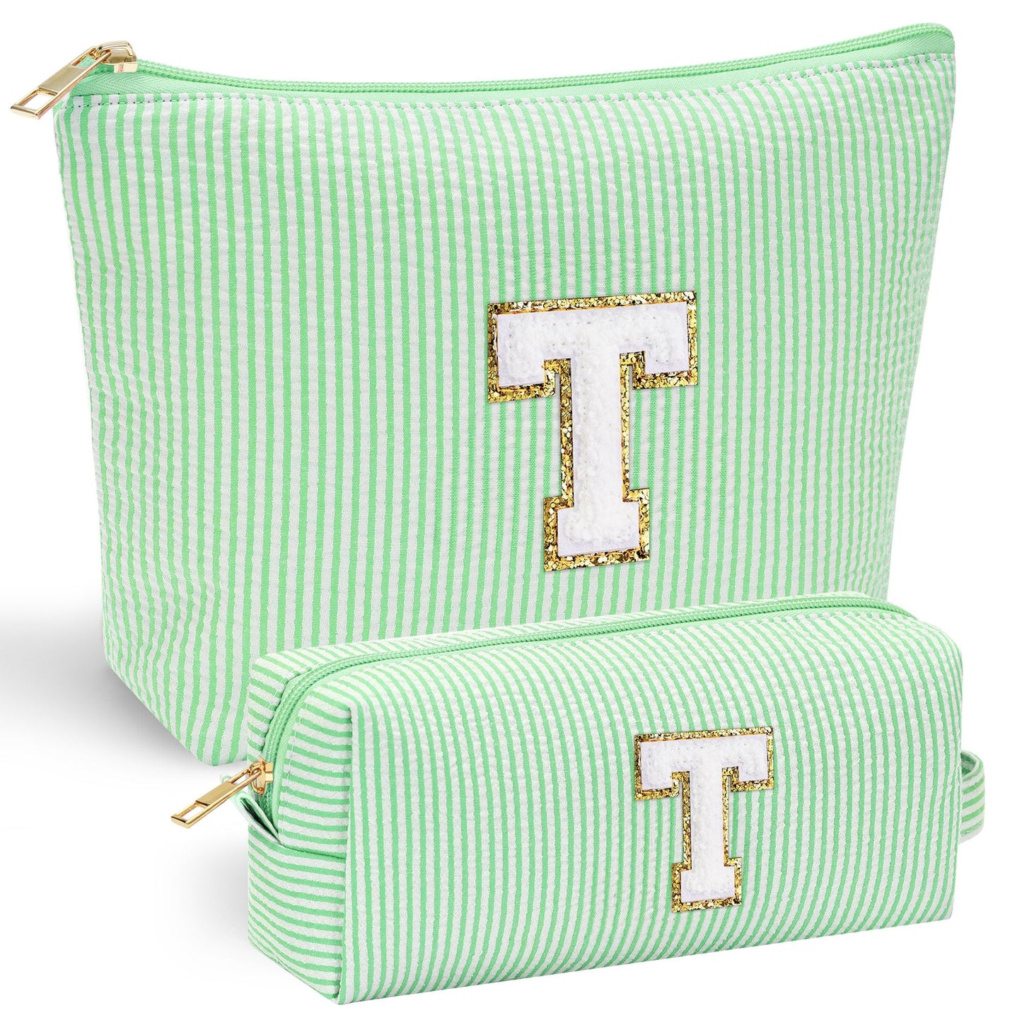YOOLIFE Initial Makeup Bag | Teen Girl Gifts Trendy Stuff | Travel Makeup Bag for Girls | Gifts for 3 4 5 6 7 8 9 10 11 12 13 Year Old Girls | Makeup Bag for Girls Birthday Gifts for Kids Blue K