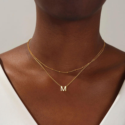 IEFWELL Dainty Initial Necklaces for Women Girls - 14K Gold White Gold Plated Letter A-Z Necklace Simple Choker Chain Necklaces, Layered Gold Jewelry for Women Teen Girls Gifts
