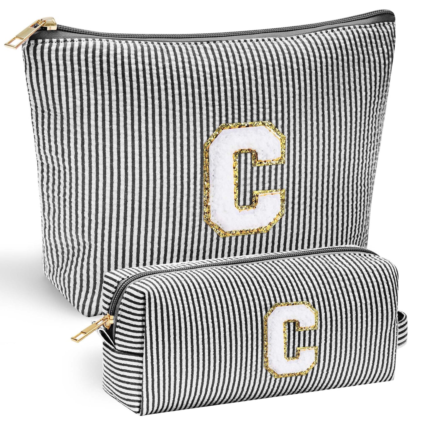 YOOLIFE Initial Makeup Bag | Teen Girl Gifts Trendy Stuff | Travel Makeup Bag for Girls | Gifts for 3 4 5 6 7 8 9 10 11 12 13 Year Old Girls | Makeup Bag for Girls Birthday Gifts for Kids Blue K