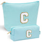 YOOLIFE Initial Makeup Bag | Teen Girl Gifts Trendy Stuff | Travel Makeup Bag for Girls | Gifts for 3 4 5 6 7 8 9 10 11 12 13 Year Old Girls | Makeup Bag for Girls Birthday Gifts for Kids Blue K