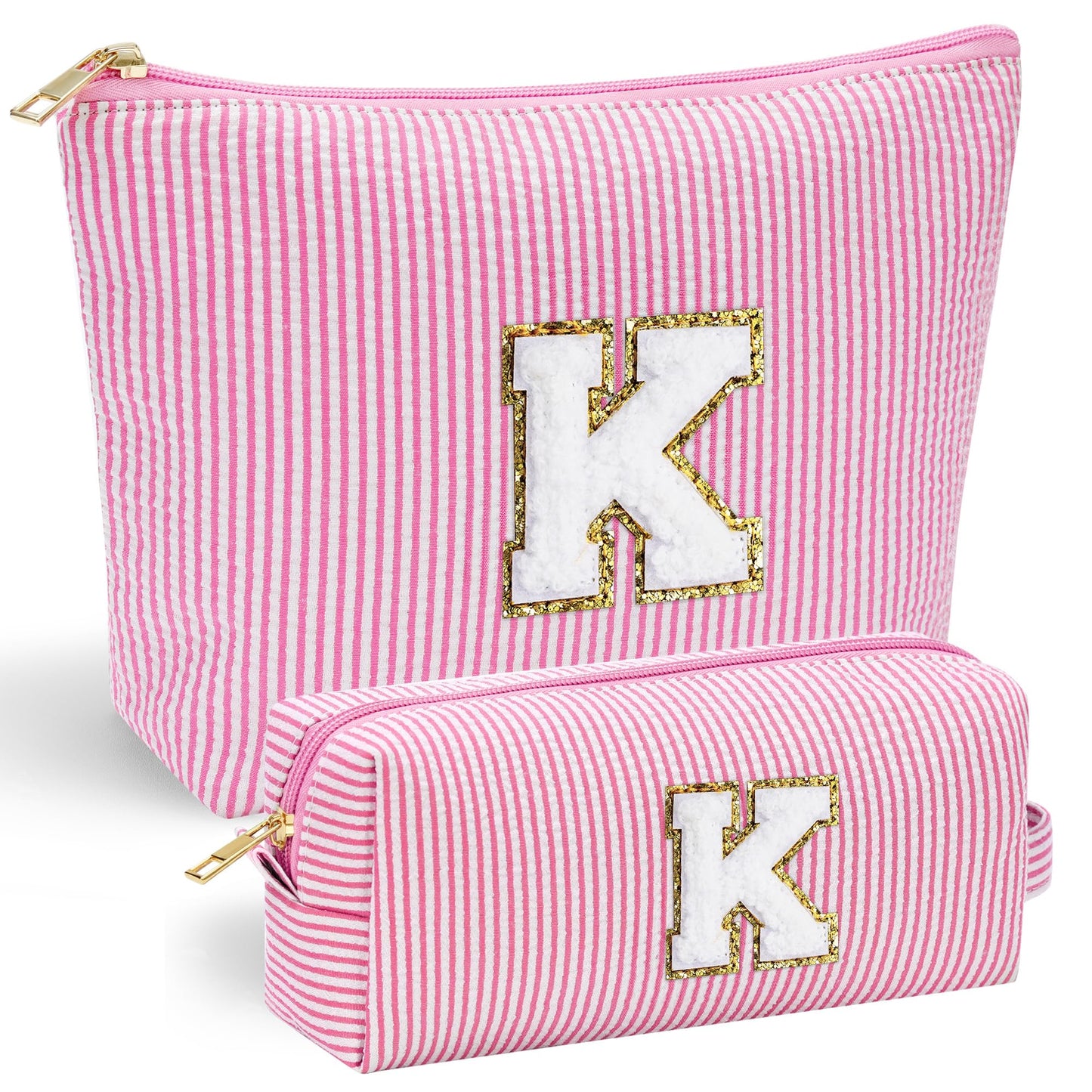 YOOLIFE Initial Makeup Bag | Teen Girl Gifts Trendy Stuff | Travel Makeup Bag for Girls | Gifts for 3 4 5 6 7 8 9 10 11 12 13 Year Old Girls | Makeup Bag for Girls Birthday Gifts for Kids Blue K