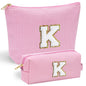 YOOLIFE Initial Makeup Bag | Teen Girl Gifts Trendy Stuff | Travel Makeup Bag for Girls | Gifts for 3 4 5 6 7 8 9 10 11 12 13 Year Old Girls | Makeup Bag for Girls Birthday Gifts for Kids Blue K