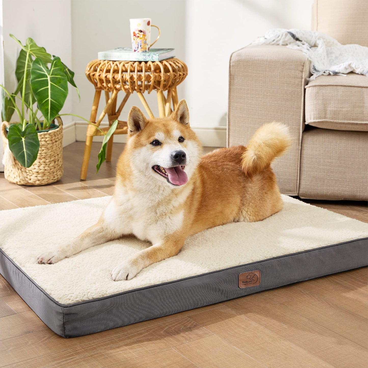 Bedsure Dog Bed for Large Dogs - Orthopedic Waterproof Puppy Beds with Removable Washable Cover, Egg Crate Foam Pet Mat, Suitable for Pet Up to 65 lbs