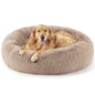 Bedsure Calming Cat Beds for Indoor Cats - Small Cat Bed Washable 20 inches, Anti-Slip Round Fluffy Plush Faux Fur Pet Bed, Fits up to 15 lbs Pets, Camel