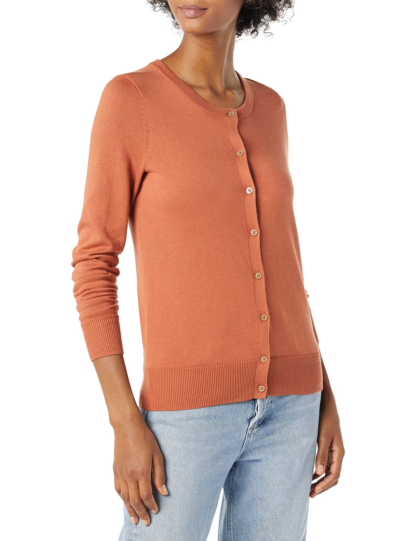 Women's Lightweight Crewneck Cardigan Sweater (Available in Plus Size)