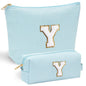 YOOLIFE Initial Makeup Bag | Teen Girl Gifts Trendy Stuff | Travel Makeup Bag for Girls | Gifts for 3 4 5 6 7 8 9 10 11 12 13 Year Old Girls | Makeup Bag for Girls Birthday Gifts for Kids Blue K