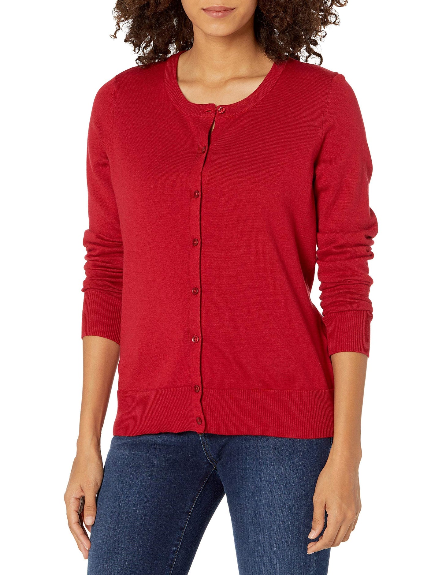 Women's Lightweight Crewneck Cardigan Sweater (Available in Plus Size)