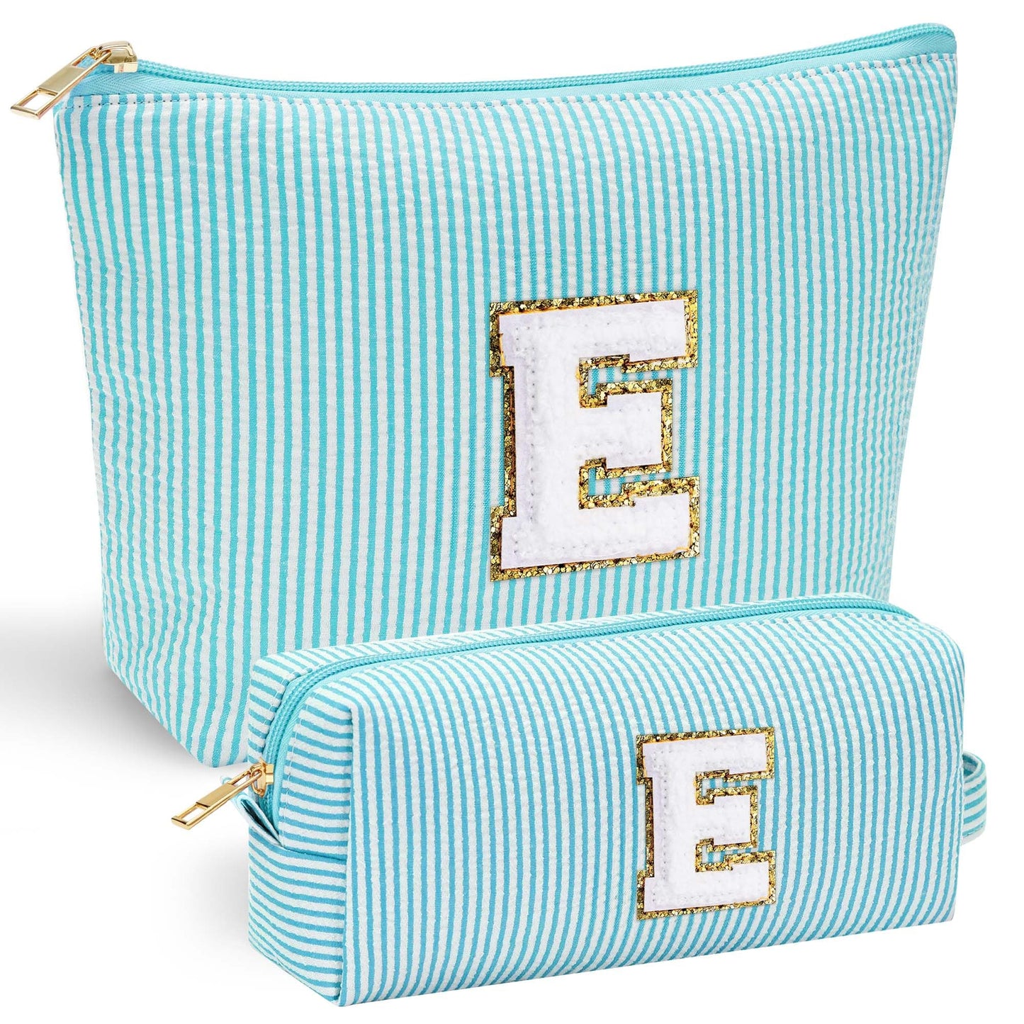 YOOLIFE Initial Makeup Bag | Teen Girl Gifts Trendy Stuff | Travel Makeup Bag for Girls | Gifts for 3 4 5 6 7 8 9 10 11 12 13 Year Old Girls | Makeup Bag for Girls Birthday Gifts for Kids Blue K