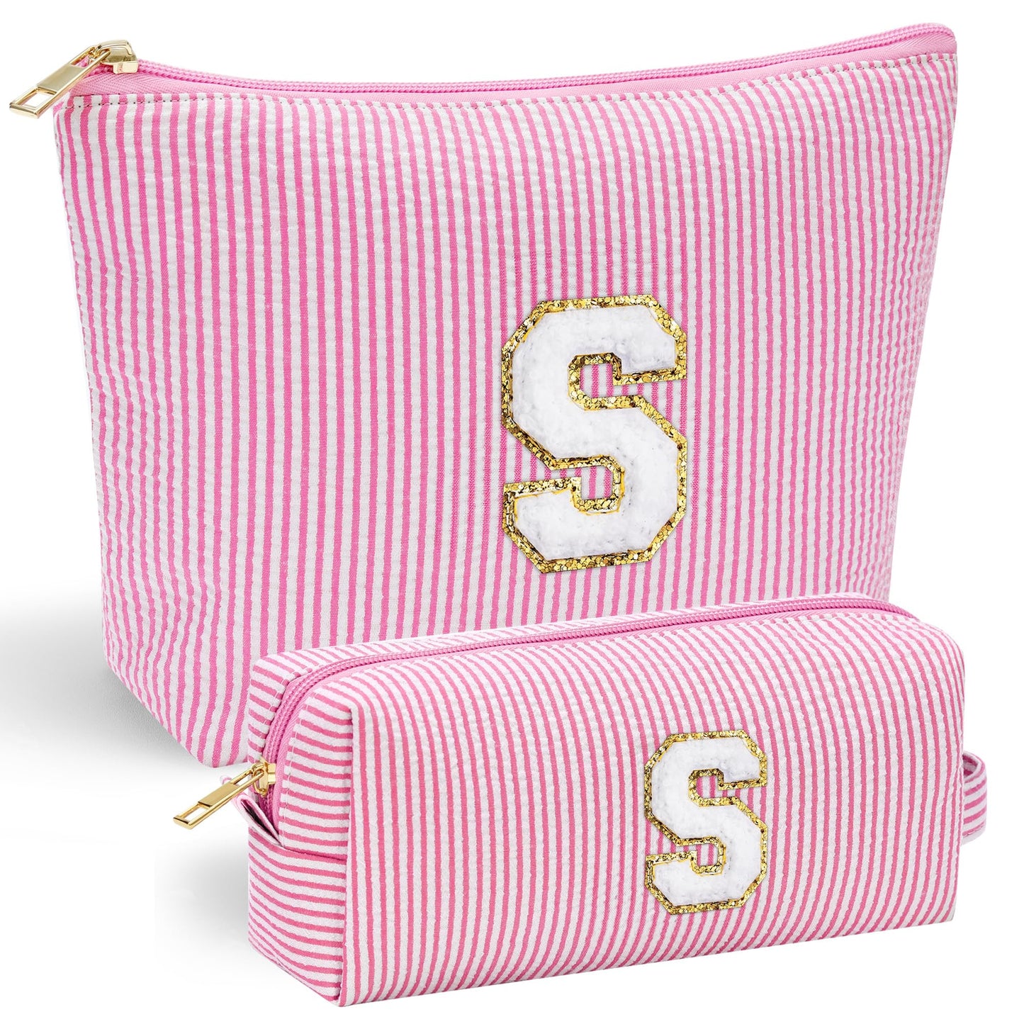 YOOLIFE Initial Makeup Bag | Teen Girl Gifts Trendy Stuff | Travel Makeup Bag for Girls | Gifts for 3 4 5 6 7 8 9 10 11 12 13 Year Old Girls | Makeup Bag for Girls Birthday Gifts for Kids Blue K