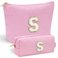YOOLIFE Initial Makeup Bag | Teen Girl Gifts Trendy Stuff | Travel Makeup Bag for Girls | Gifts for 3 4 5 6 7 8 9 10 11 12 13 Year Old Girls | Makeup Bag for Girls Birthday Gifts for Kids Blue K