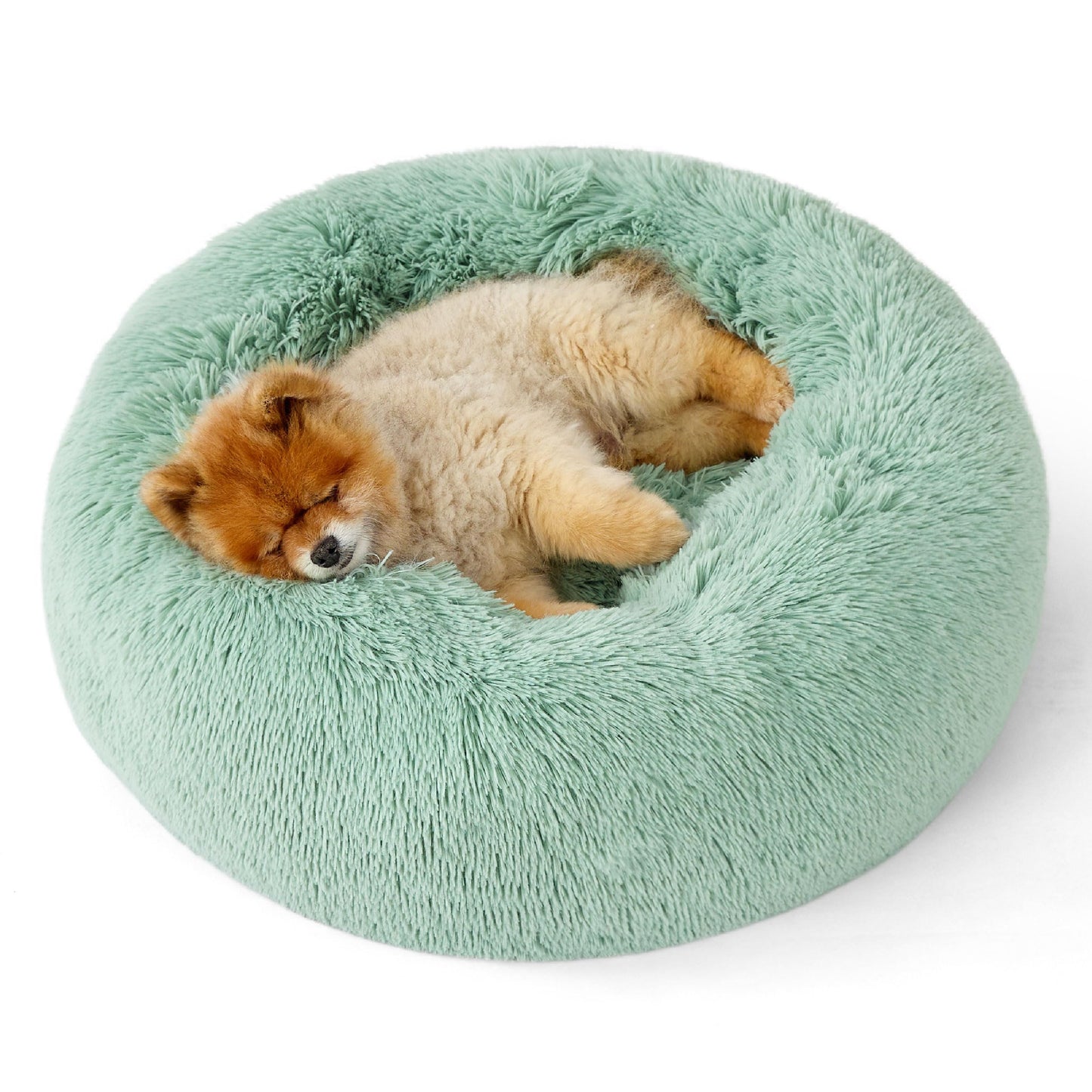 Bedsure Calming Cat Beds for Indoor Cats - Small Cat Bed Washable 20 inches, Anti-Slip Round Fluffy Plush Faux Fur Pet Bed, Fits up to 15 lbs Pets, Camel