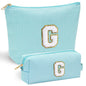 YOOLIFE Initial Makeup Bag | Teen Girl Gifts Trendy Stuff | Travel Makeup Bag for Girls | Gifts for 3 4 5 6 7 8 9 10 11 12 13 Year Old Girls | Makeup Bag for Girls Birthday Gifts for Kids Blue K