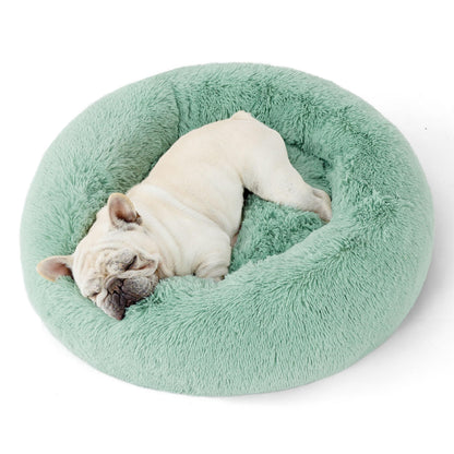Bedsure Calming Cat Beds for Indoor Cats - Small Cat Bed Washable 20 inches, Anti-Slip Round Fluffy Plush Faux Fur Pet Bed, Fits up to 15 lbs Pets, Camel