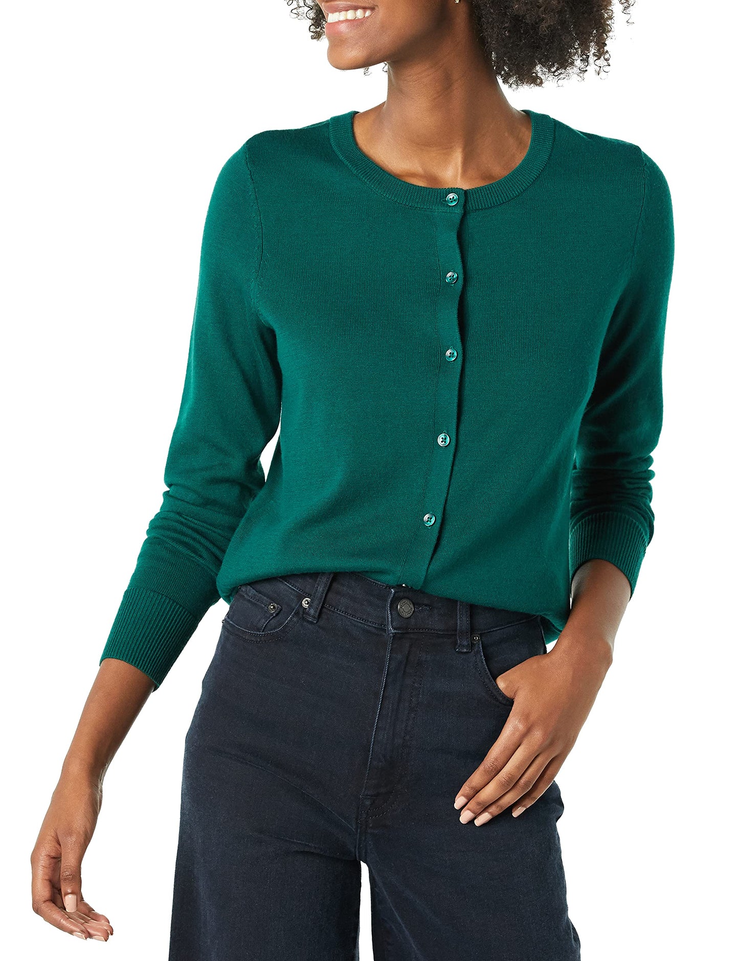 Women's Lightweight Crewneck Cardigan Sweater (Available in Plus Size)
