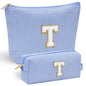 YOOLIFE Initial Makeup Bag | Teen Girl Gifts Trendy Stuff | Travel Makeup Bag for Girls | Gifts for 3 4 5 6 7 8 9 10 11 12 13 Year Old Girls | Makeup Bag for Girls Birthday Gifts for Kids Blue K