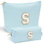 YOOLIFE Initial Makeup Bag | Teen Girl Gifts Trendy Stuff | Travel Makeup Bag for Girls | Gifts for 3 4 5 6 7 8 9 10 11 12 13 Year Old Girls | Makeup Bag for Girls Birthday Gifts for Kids Blue K