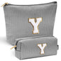 YOOLIFE Initial Makeup Bag | Teen Girl Gifts Trendy Stuff | Travel Makeup Bag for Girls | Gifts for 3 4 5 6 7 8 9 10 11 12 13 Year Old Girls | Makeup Bag for Girls Birthday Gifts for Kids Blue K