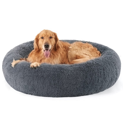 Bedsure Calming Cat Beds for Indoor Cats - Small Cat Bed Washable 20 inches, Anti-Slip Round Fluffy Plush Faux Fur Pet Bed, Fits up to 15 lbs Pets, Camel