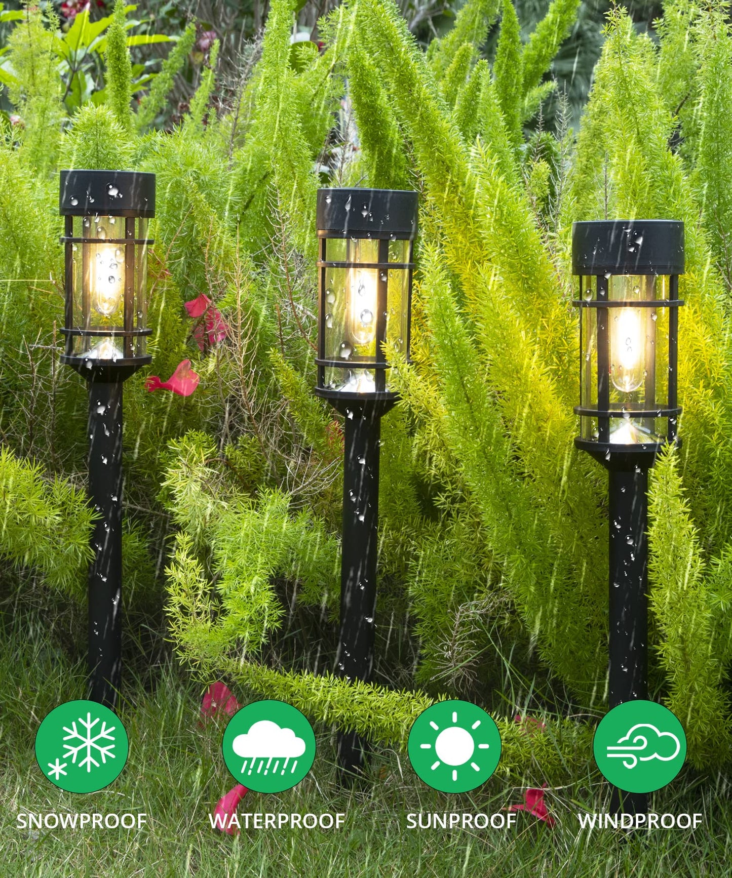 8 Pack Solar Pathway Lights Outdoor, Waterproof Solar Lights Outdoor with Metal & Glass Design - Auto On/Off, Long-Lasting, Landscape Lighting for Garden, Yard, Lawn, Driveway, Walkway