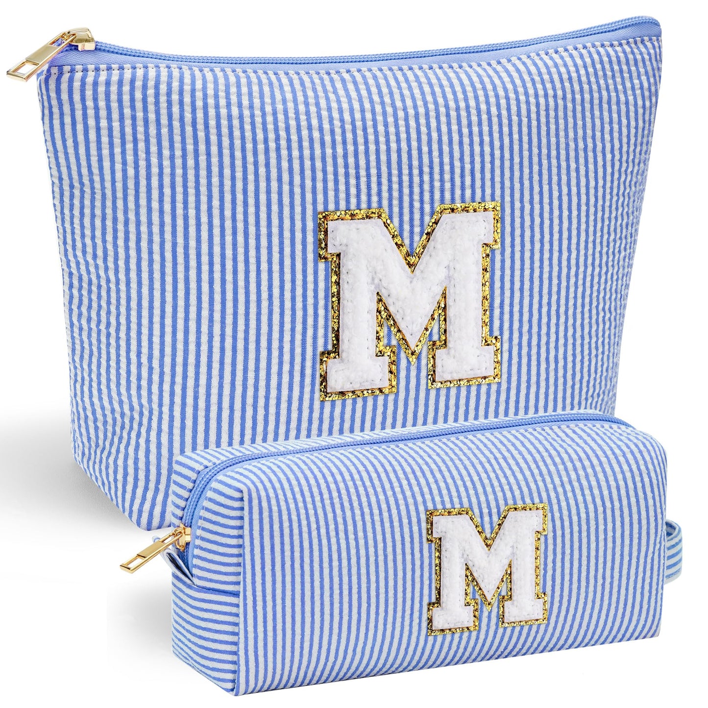 YOOLIFE Initial Makeup Bag | Teen Girl Gifts Trendy Stuff | Travel Makeup Bag for Girls | Gifts for 3 4 5 6 7 8 9 10 11 12 13 Year Old Girls | Makeup Bag for Girls Birthday Gifts for Kids Blue K