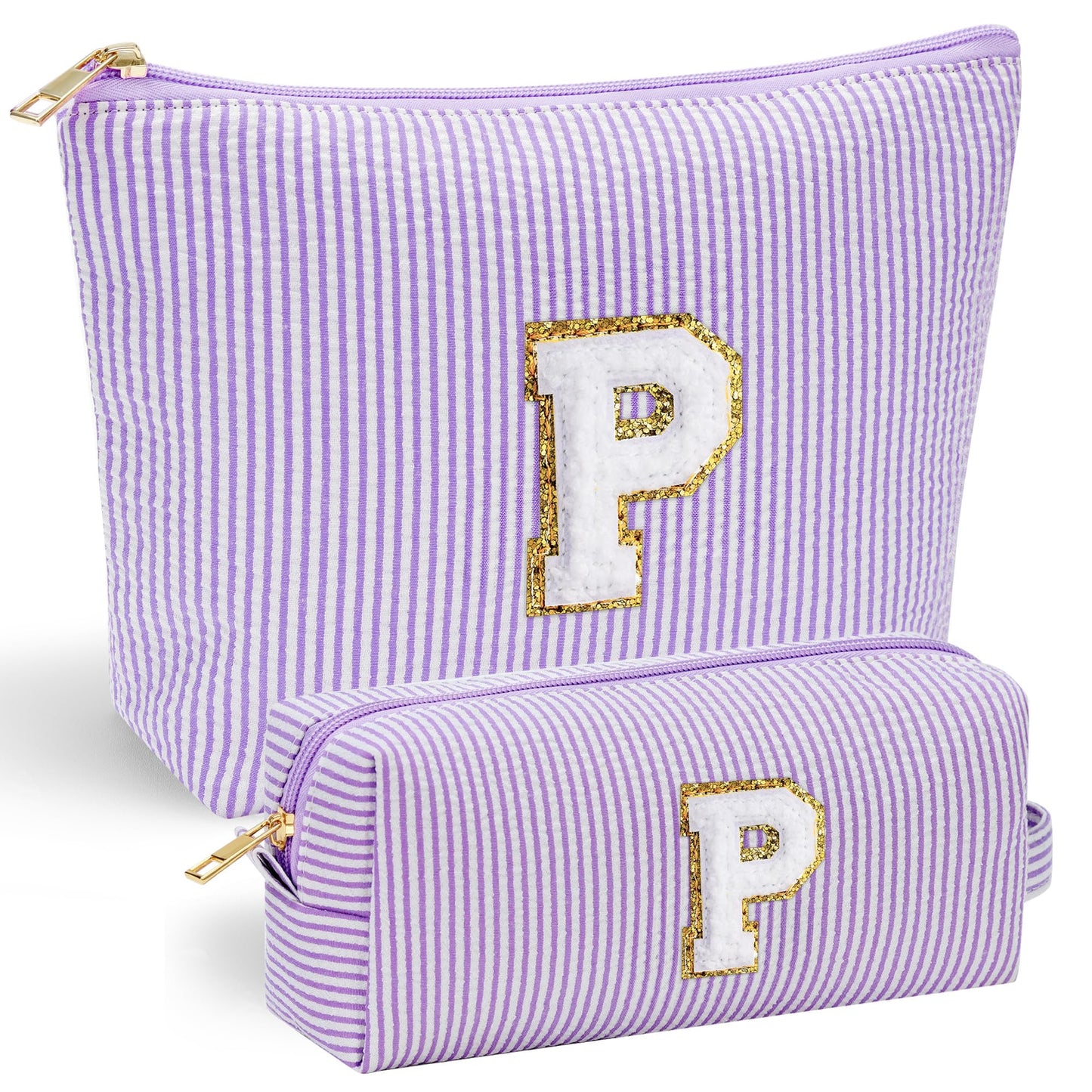 YOOLIFE Initial Makeup Bag | Teen Girl Gifts Trendy Stuff | Travel Makeup Bag for Girls | Gifts for 3 4 5 6 7 8 9 10 11 12 13 Year Old Girls | Makeup Bag for Girls Birthday Gifts for Kids Blue K