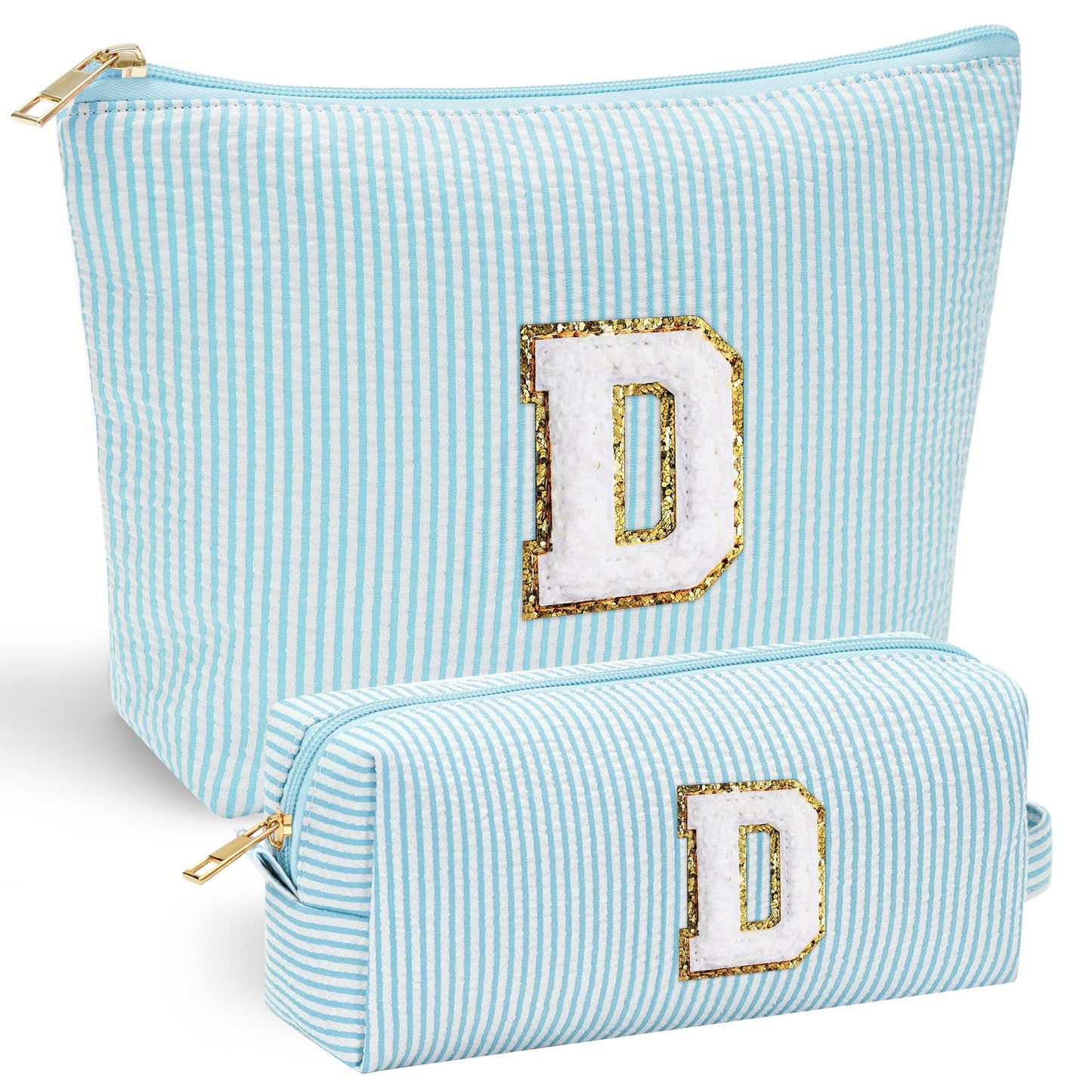 YOOLIFE Initial Makeup Bag | Teen Girl Gifts Trendy Stuff | Travel Makeup Bag for Girls | Gifts for 3 4 5 6 7 8 9 10 11 12 13 Year Old Girls | Makeup Bag for Girls Birthday Gifts for Kids Blue K