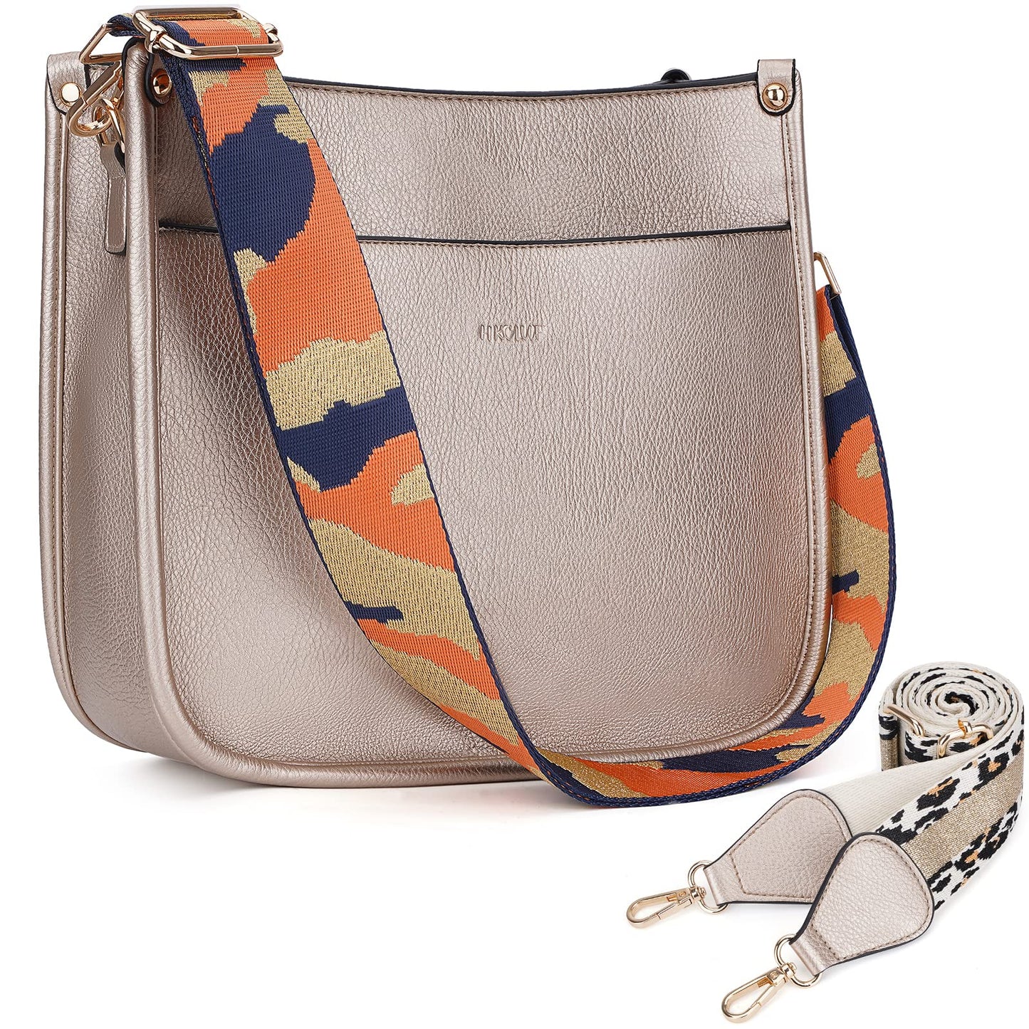 HKCLUF Crossbody Bags for Women Trendy Vegan Leather Hobo Handbags With 2PCS Adjustable Guitar Strap Shoulder Bucket Bags