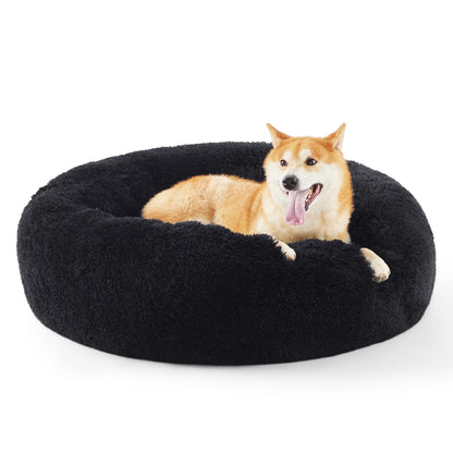 Bedsure Calming Cat Beds for Indoor Cats - Small Cat Bed Washable 20 inches, Anti-Slip Round Fluffy Plush Faux Fur Pet Bed, Fits up to 15 lbs Pets, Camel