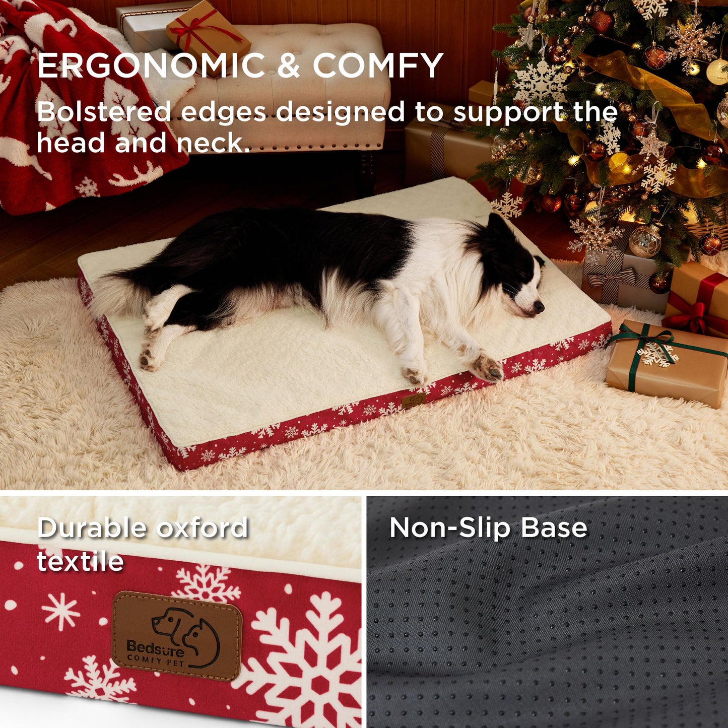 Bedsure Dog Bed for Large Dogs - Orthopedic Waterproof Puppy Beds with Removable Washable Cover, Egg Crate Foam Pet Mat, Suitable for Pet Up to 65 lbs