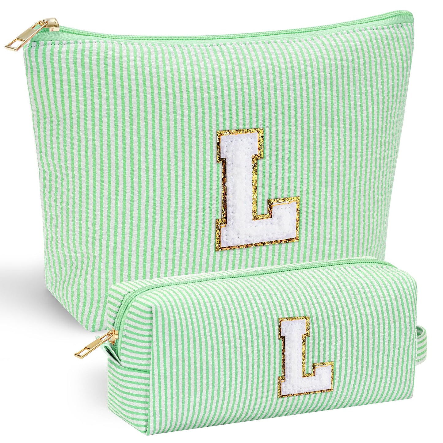 YOOLIFE Initial Makeup Bag | Teen Girl Gifts Trendy Stuff | Travel Makeup Bag for Girls | Gifts for 3 4 5 6 7 8 9 10 11 12 13 Year Old Girls | Makeup Bag for Girls Birthday Gifts for Kids Blue K